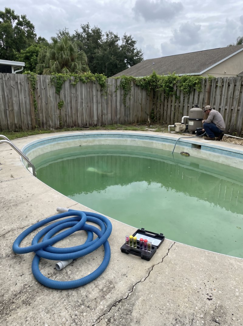 Before: green pool on day one