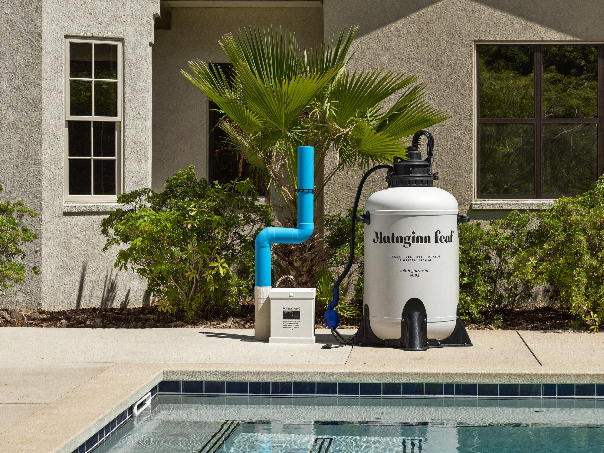 Clean pool equipment pad — pump, filter and chlorinator